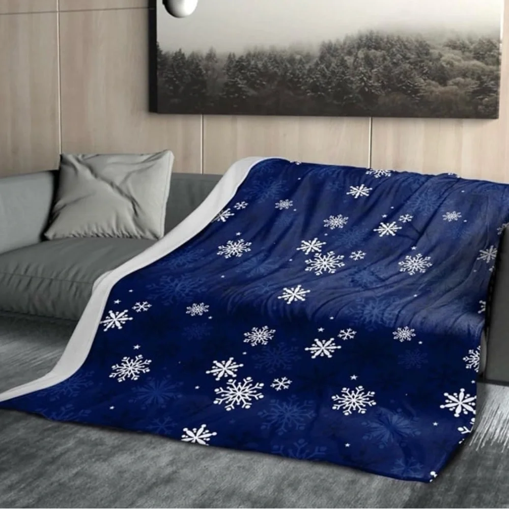 Snowflake Pattern Blue Throw Blanket